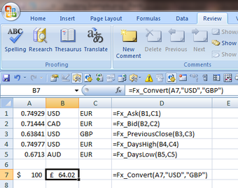 Imagen 2 para Live Currency In Excel