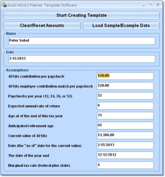 Image 0 for Excel 401(k) Planner Temp…