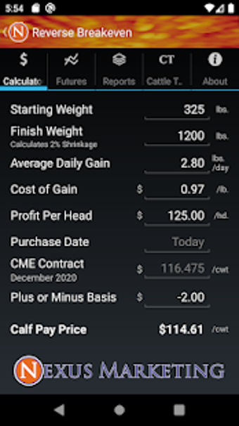 Imagen 0 para Nexus Cattle Calculator