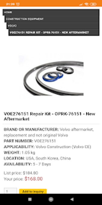 Imagen 2 para Volvo Construction parts …