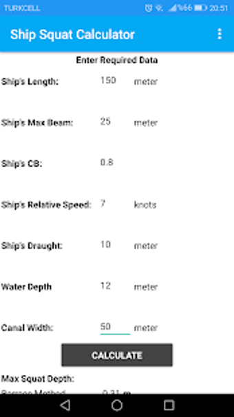 Image 0 for Ship Squat Calculator / U…