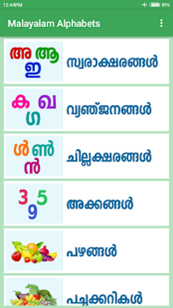 Image 1 for Malayalam Alphabets