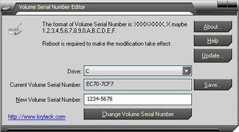 Image 0 for Volume Serial Number Edit…