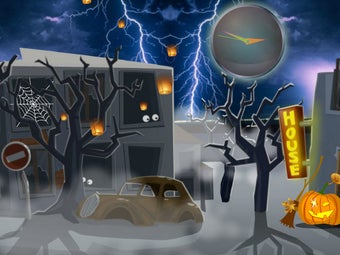 Image 0 for Pumpkin Ghost House Clock…