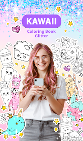 Imagen 2 para Kawaii Coloring Book Glit…