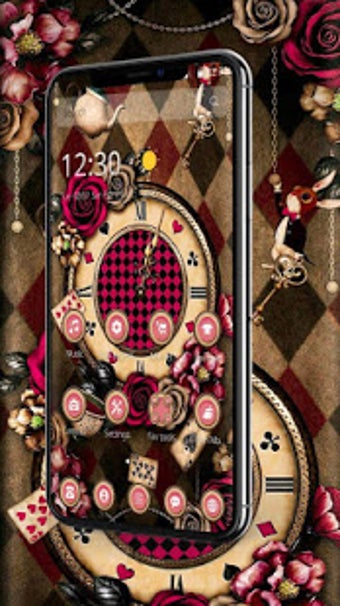 Image 2 for Vintage Rose Clock Theme