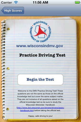 Image 0 for WI DMV Driver Practice Te…
