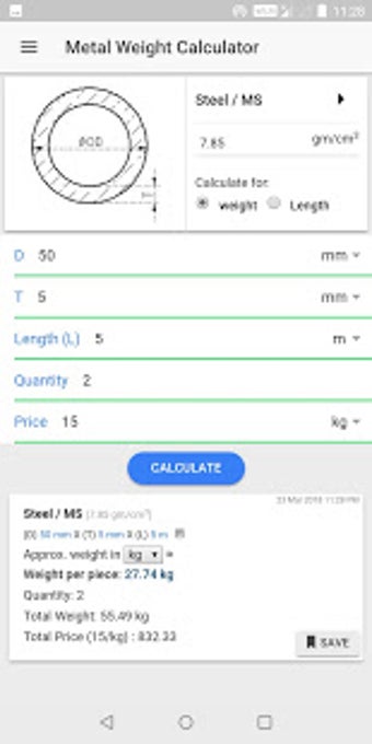 Metal Weight Calculator - Metallo Monitor Shots 3