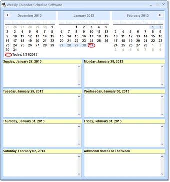 Image 0 for Weekly Calendar Schedule …
