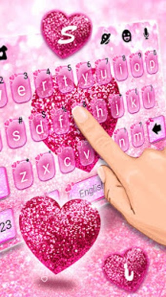Image 3 for Pink Glitter Heart Keyboa…