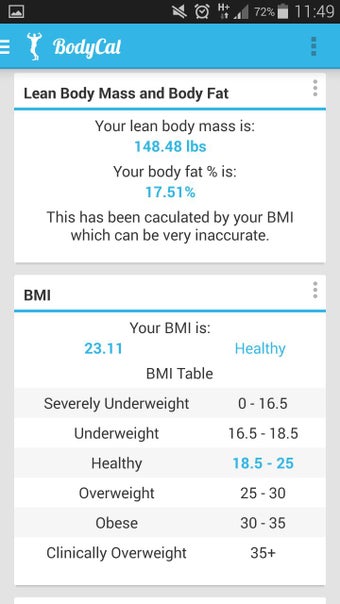 Image 2 for BodyCal (IIFYM, BMI, Body…