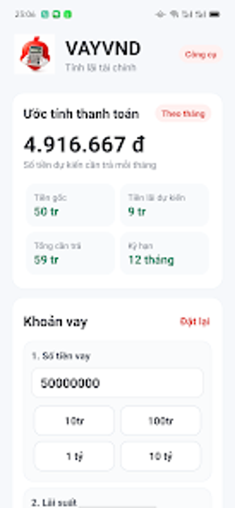 Imagen 0 para VAYVND - Tính Lãi Vay Nha…