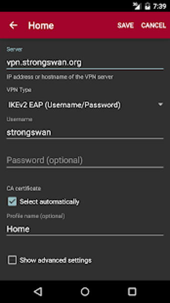 Imagen 1 para strongSwan VPN Client