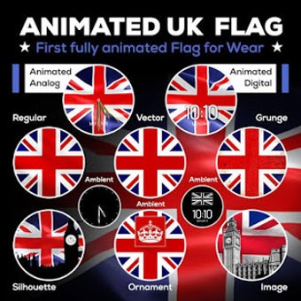 Image 1 for Animated UK Flag Watch Fa…