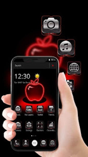 Image 0 for Red Neon Apple Dark Theme