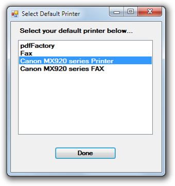 Image 0 for SelectDefaultPrinter