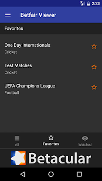 Image 0 for Betacular Betfair Viewer
