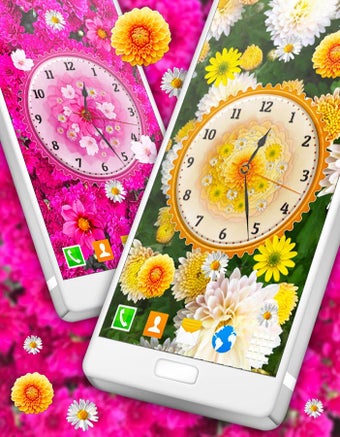 Imagen 2 para Flowers Analog Clock Live…