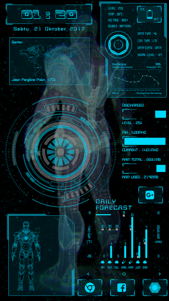 Image 1 for Jarvis UI KLWP theme