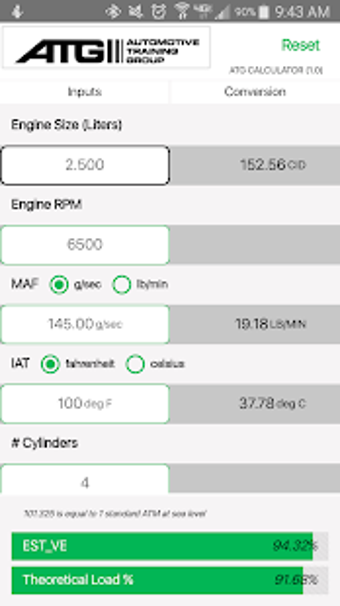 Image 1 for VE Calculator