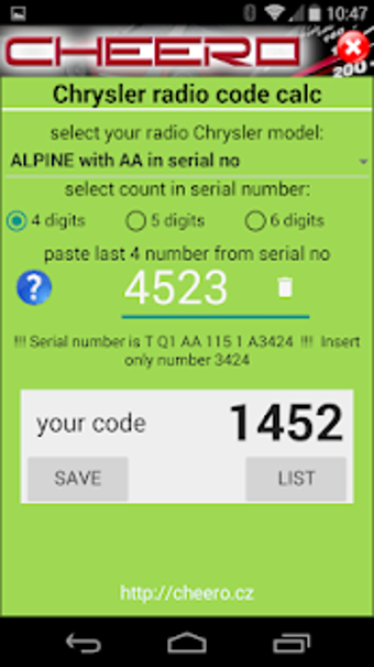 Image 2 for RADIO CODE CALC FOR CHRYS…
