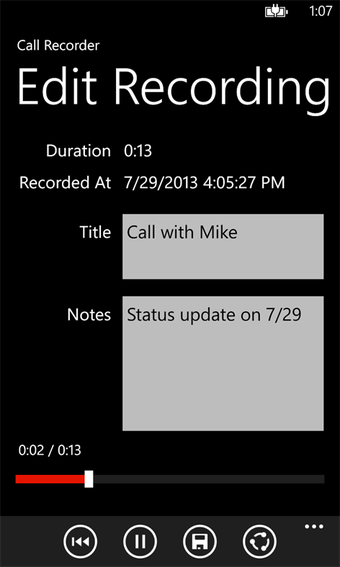 Imagen 1 para Call Recorder for WP8