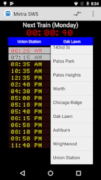 Image 0 for Schedule for Metra - SWS