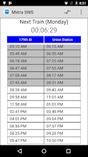 Image 3 for Schedule for Metra - SWS