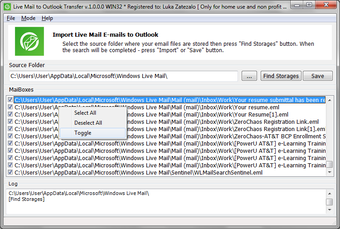 Image 1 for Live Mail to Outlook Conv…