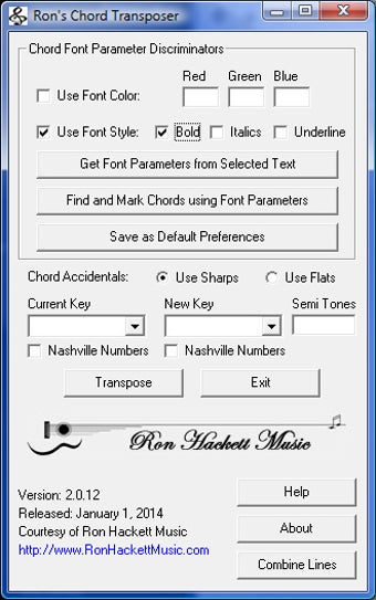 Image 0 for Ron's Chord Transposer