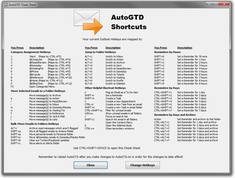 Image 1 for AutoGTD Outlook Hotkeys