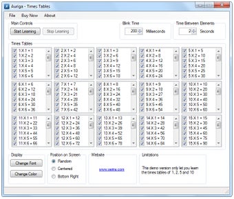 Image 0 for Auriga Times Tables