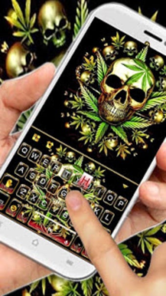 Image 0 for Gold Weed Skull Keyboard …