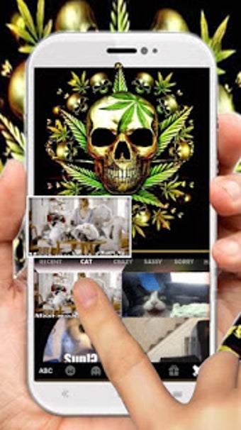 Image 1 for Gold Weed Skull Keyboard …