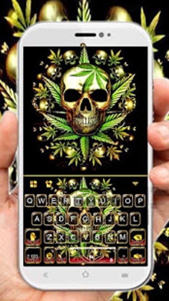 Image 3 for Gold Weed Skull Keyboard …