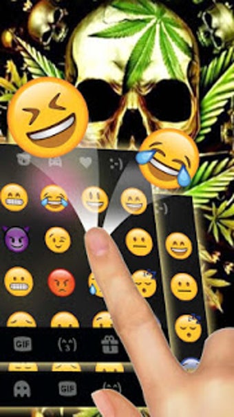 Image 2 for Gold Weed Skull Keyboard …