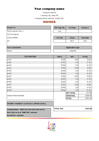 Image 1 for VAT Service Invoice Form