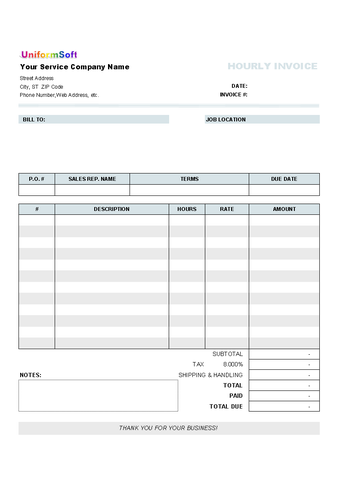 Imagen 0 para Hourly Invoice Form