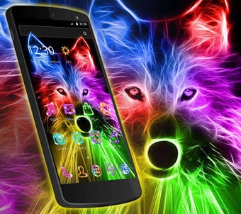 Image 0 for 3D Wild Neon Wolf Theme