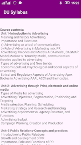 Image 0 for Du Syllabus