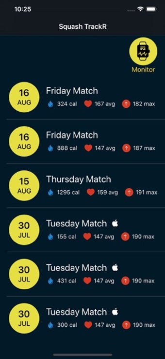 Image 1 for Squash Workout Tracking