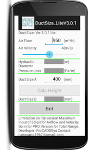 Image 1 for Duct Sizer Lite 3.0.1