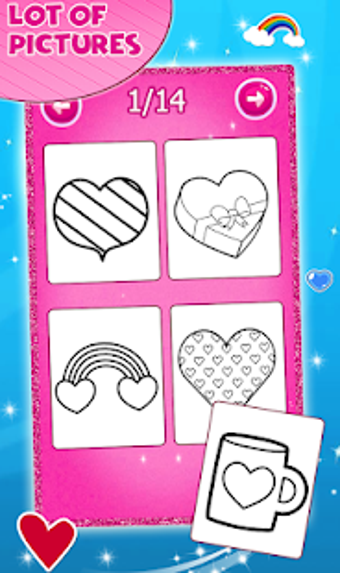 Image 1 for Glitter Hearts coloring a…