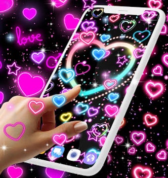 Image 1 for Neon hearts live wallpape…