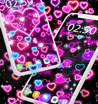 Image 2 for Neon hearts live wallpape…