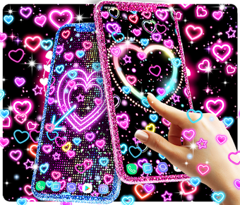 Image 0 for Neon hearts live wallpape…