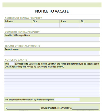 Image 2 for Notice to Vacate Form