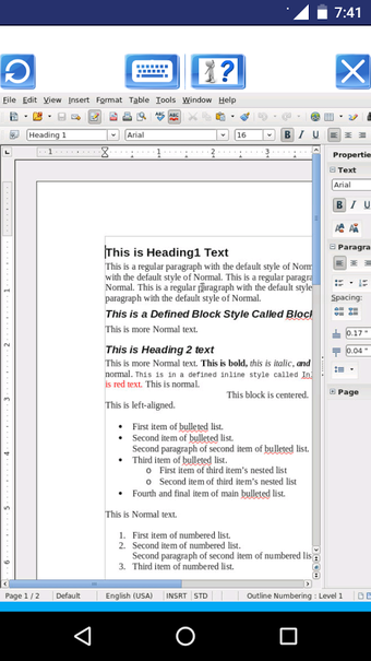 Image 1 for AndroWriter document edit…