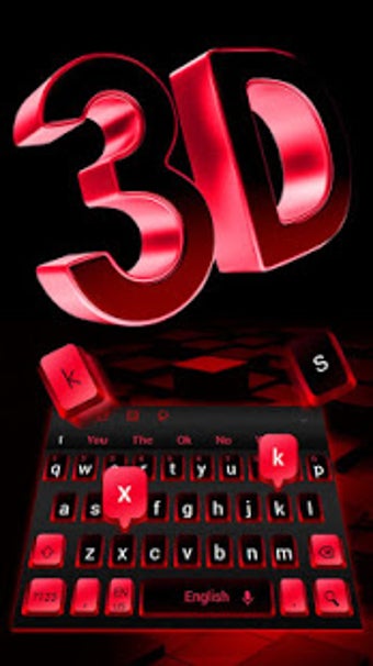 Image 2 for 3D Black Red Keyboard The…