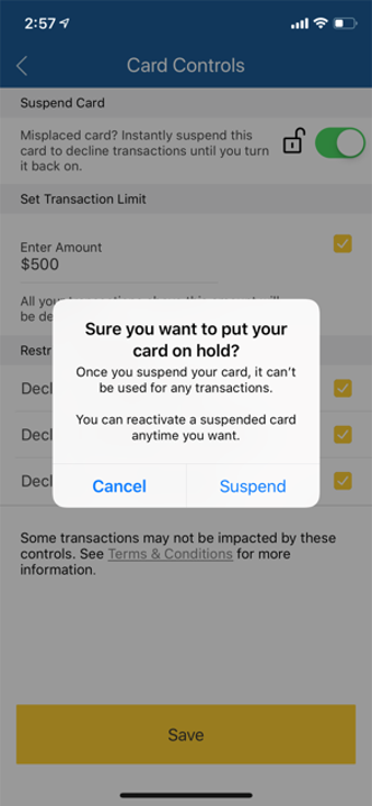 Image 1 for Golden 1 Card Controls